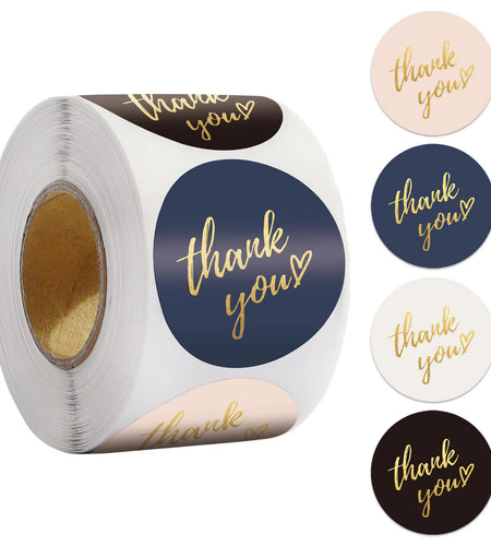 50-500Pcs 1Inch Blue Thank You Stickers for Envelope Sealing Labels Stationery Supplies Handmade Wedding Gift Decoration Sticker