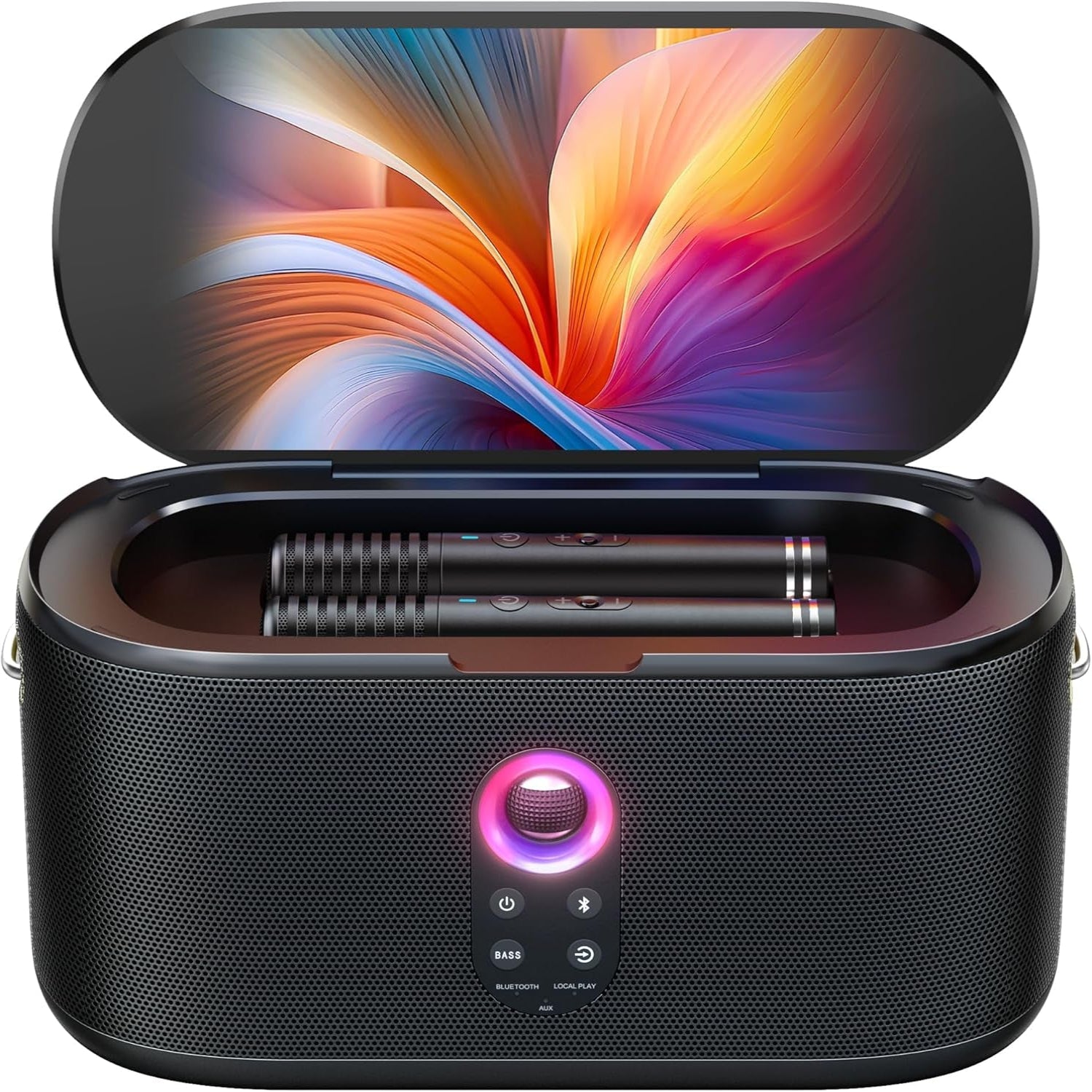 Karaoke Machine for Adults, with Lyrics Display, Karaoke System for Youtube, 280W Speaker, Autotune & EQ, Connect to TV, Portable PA System with 2 Wireless Microphones for Home Outdoor Party