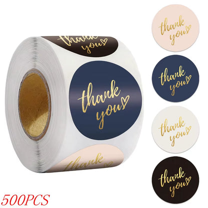 50-500Pcs 1Inch Blue Thank You Stickers for Envelope Sealing Labels Stationery Supplies Handmade Wedding Gift Decoration Sticker