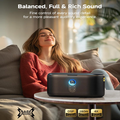 Karaoke Machine for Adults, with Lyrics Display, Karaoke System for Youtube, 280W Speaker, Autotune & EQ, Connect to TV, Portable PA System with 2 Wireless Microphones for Home Outdoor Party