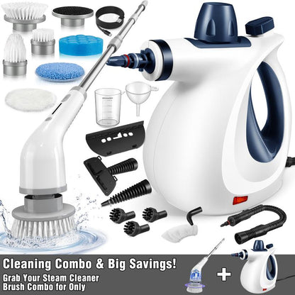 Pressurized Handheld Steam Cleaner & Rechargeable Spin Scrubber
