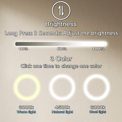Gold Bathroom round LED Mirror with Lights Gold Frame 20 Inch round Lighted Mirror for Bathroom Wall round Vanity Lighted Mirrors 3 Color Dimmable anti Fog Bathroom Light up Smart Circle Mirror
